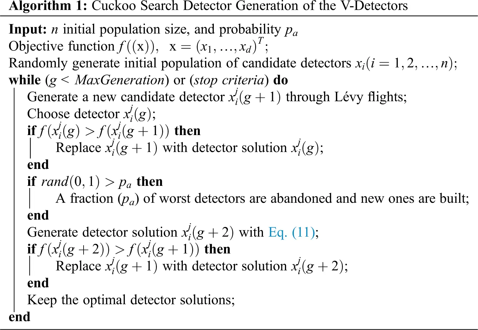 A Cuckoo Search Detector Generation-based Negative Selection Algorithm