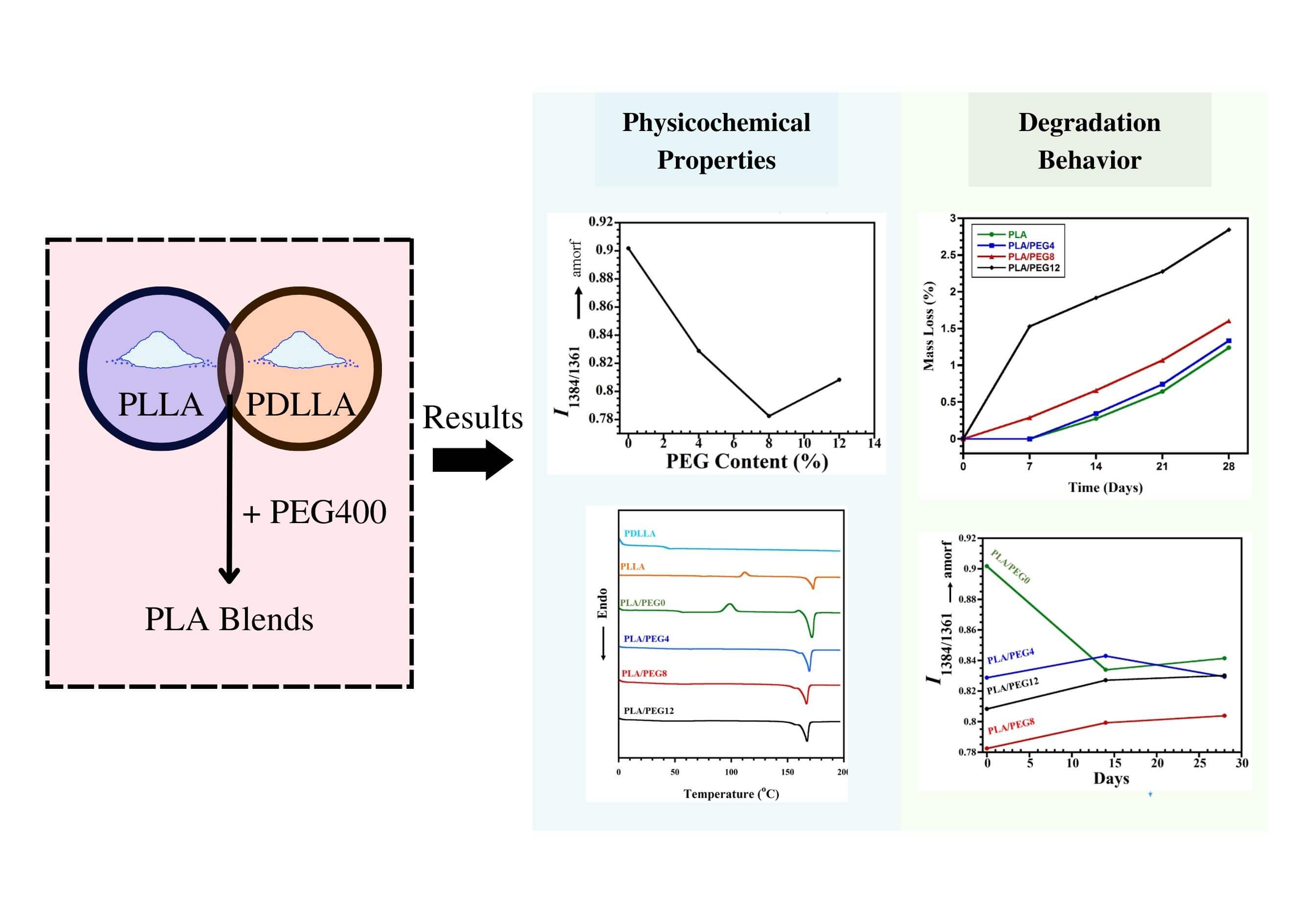 Effect of PEG Incorporation on Physicochemical and <i>in vitro</i> Degradation of PLLA/PDLLA Blends: Application in Biodegradable Implants