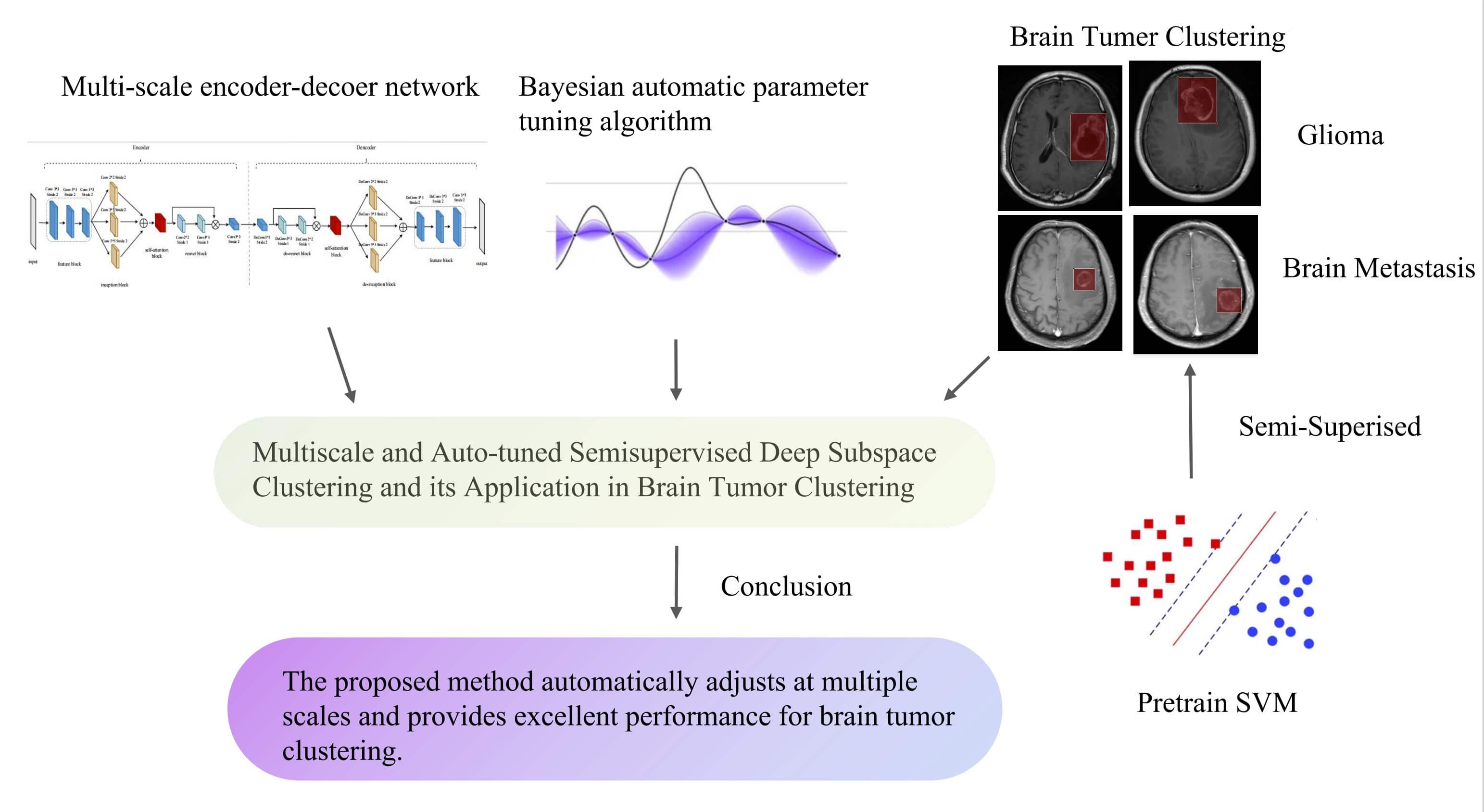 Multiscale and Auto-Tuned Semi-Supervised Deep Subspace Clustering and Its Application in Brain Tumor Clustering