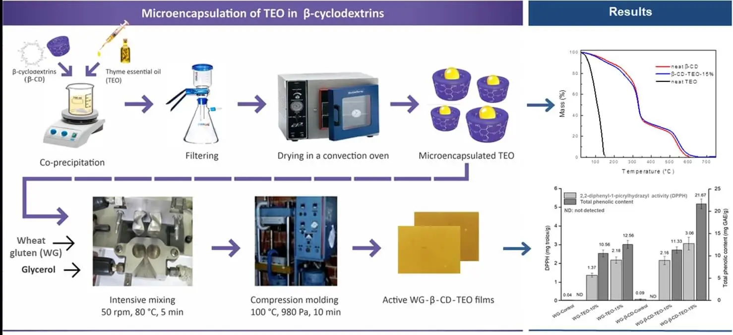 Multifunctional Films Based on Wheat Gluten and Microencapsulated Thyme Essential Oil